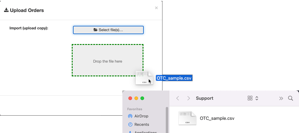 Upload drag